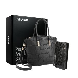 [FREE BOX] CEKA PRO Tas Wanita Solania Gift Set 2 In 1 Kulit Croco Kekinian Resleting Import Trendy
