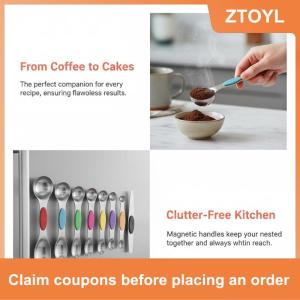 【ZTOYL】 Hai mặt đo thìa đặt 8 cái từ thép không gỉ Stackable làm tổ dễ dàng làm sạch nhà bếp nướng công cụ