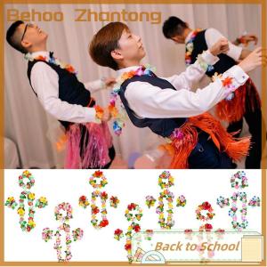Behoo 4 cái bộ Hawaii Hoa Leis Vòng Hoa Vòng Hoa Vòng Hoa Cánh Hoa Headband Vòng Đeo Tay Bãi Biển Đảng Trang Trí Nội Thất Đám Cưới Mặc Quần Áo Phụ Kiện