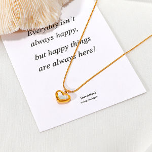 OYJR สร้อยคอหงส์เกาหลี 18k สแตนเลส ชุบทอง รูปหัวใจ คุณภาพสูง