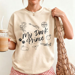 [Local Stock] HBESTY  Minimal My Dark Prince Line Sketch Print Cotton Shirt Dark Romance Book Lover Graphic Short Sleeve Casual Reading Daily Wear Tee