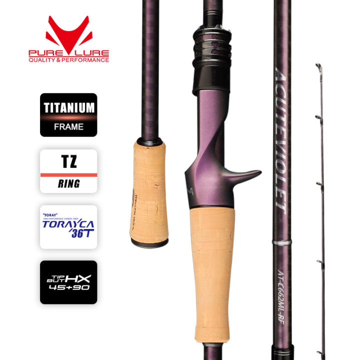 PURELURE ACUTEVIOLET Regular Fast Action Rod TZ Ring TITANIUM FRAME 6FT  Spinning and Casting Bass Pike Catfish Rod Trouts Perch