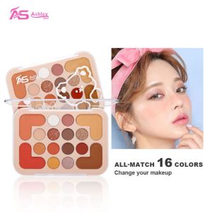Ashley Shine 16 Color Eyeshadow Palette Blush Powder 3 in 1 Highlighter Make Up AS3080 Face & Eye