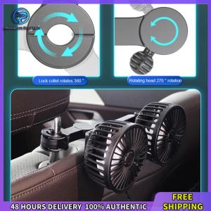 Winnereco เบาะรถยนต์ 12V/24V เบาะหลังความเย็นพัดลม USB ชาร์จรถยนต์ทรงพลังพัดลมคู่ขนไฟฟ้ารถระบายความร้อนด้วยไฟฟ้า 360 องศาหมุนสำหรับรถ SUV สำหรับรถซีดานอัตโนมัติ