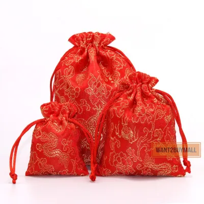 🇲🇾 Chinese Classic Dragon Drawstring Jewelry Ornaments Lucky Storage Beam Mouth Small Cloth Packaging Pouch Bag 首饰珠宝佛珠袋