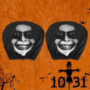 2PCS Halloween Car Headrest Cover Elastic Breathable Universal Creepy Car Seat Protector Spooky Auto Interior Decoration Accessories