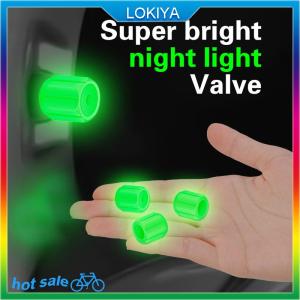LOKIYA 4pc Luminous Tire Valve Caps For Car Motorcycle Bike Wheel Hub Styling Tool Glow In Dark Valve Stem Air Dust Rim Cover Accessory