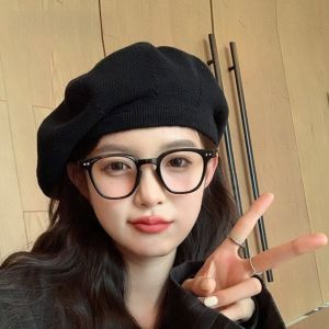 YOCKY Keep Warm Women Berets Elastic Knitted British Beanie Hat Elegant Korean Style Painter Caps Ladies