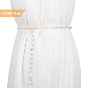 【PCWFKef】 Phụ Nữ Thời Trang Thắt Lưng Sang Trọng Thiết Kế Vành Đai Ngọc Trai Dây Thắt Lưng Trắng Eo Chuỗi Tất Cả Các Trận Đấu Ngọc Trai Vành Đai Mặt Dây Chuyền Cho Phụ Nữ