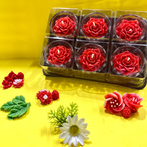 Nến Hoa Hồng T01 Nến Bơ Dâng Phật Cúng Mụ Cúng Dường An Toàn Không Khói Hộp 6 cốc
