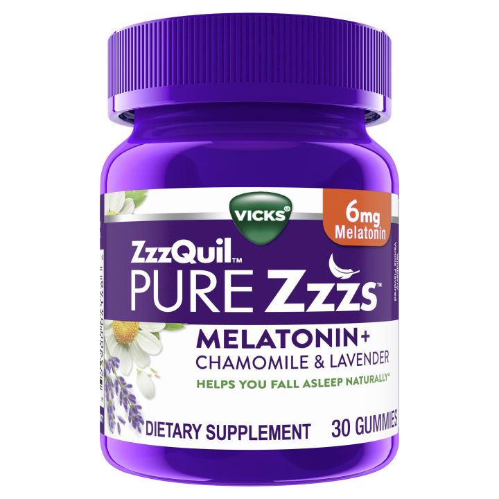 Vicks ZzzQuil Pure Zzzs 6mg Melatonin + Chamomile & Lavender, 30 ...