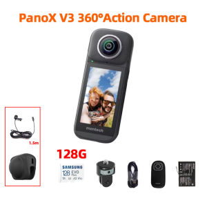 คลังสินค้าพร้อม PanoX V3กล้องแอคชั่นแคมเมราแบบพาโนรามา8KIPX8กันน้ำสำหรับกีฬาดำน้ำ Vlog กล้องพาโนรามากันสั่นไหวแยกหน้าจอสำหรับ Insta360 X4 X3หนึ่ง X2