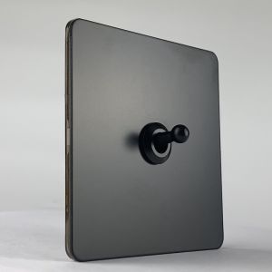 LIWBET 1 Gang 2 Way Light Switch And Black Color Stainless Steel Panel Wall Switch With Round Toggle switch