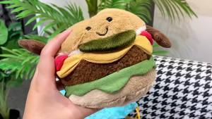 [Authentic with Blue Dust Bag]Jellycat  Creative Bouquet Handheld Flower Doll Hamburger Plush Toy for Children Girls