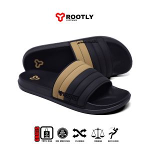 Rootly - Sandal Tpr Full Black Flame Simple