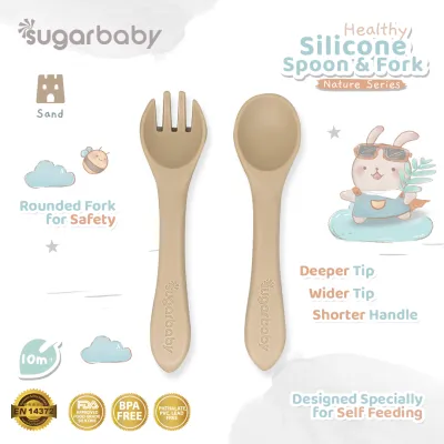 Sugarbaby Healthy Silicone Spoon & Fork (Nature Series)