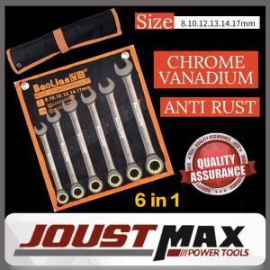 6pcs 8-17mm Wrench Spanner Set Ratchet Combination Wrench Set Metric Manual Tool Set