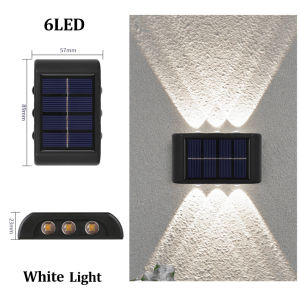 Solar Wall Light Garden 6 LED Outdoor Waterproof Automatic Sensor Wall Light Up and Down Lighting Christmas Decoration Fence Light for Yard Villa House Corridor Patio Landscape Warm White