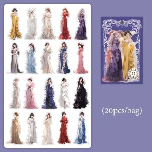 DFVDSPW 20 Pcs/ Pack DIY Hand Tent PET Stationery Stickers Waterproof Romance of Love Series DIY Scrapbooking Material Japanese and Korean Style High Appearance Level Decorative Handbook DIY Material Diary Planner