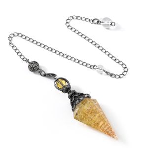 GENENIC Yoga Pendant Natural Chips Pendulums Hexagonal Cone Dowsing Crystal Pendulum Necklace Accessories Amethysts Witchcraft Pendulo Women