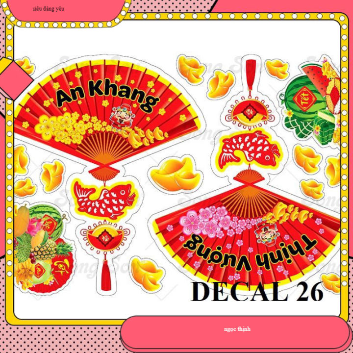 decal tết 2024 dán cửa kính dán kính TUNG HOME DECOR 2 mặt sẵn keo Set ...