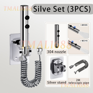 [✅SG Ready Stock] 304 Stainless Steel Bidet Spray Set - Bathroom Shower Toilet Water Sprayer Gun Head Hose 2 Adjustment Elegant Stainless Steel Bathroom Faucet with High-Pressure Spray Head