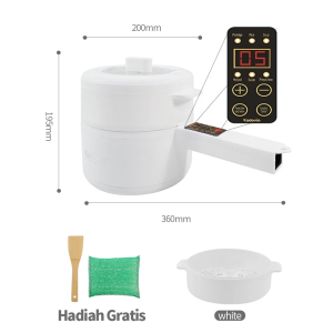 KADONIO Panci Listrik Multifungsi Anti Lengket Anti Gores Liner Nano Porselen Putih Penggorengan Masak Bubur Memasak Nasi Sup Rebusan Panci Panas Pelestarian Panas Perlindungan Terlalu Panas 1.8L KL-EP02