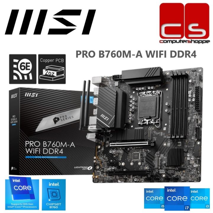 MSI PRO B760MA WIFI DDR4 MATX Gaming Motherboard + Intel 14th Gen
