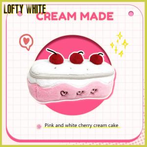 Lofty White Cherry Cake Pencil Case Cute Functional Large Capacity Stationery Organizer Storage Bag Student Pen Bag Makeup Bag