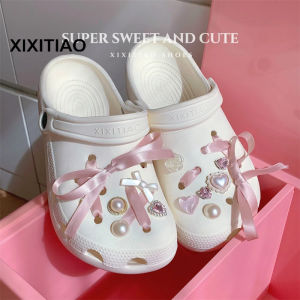 XIXITIAO Creative Bowknot Love Diamond Korean Style Fashion Outdoor Hole Shoes eva Womens Thick-Soled Summer Closed Toe Sandals