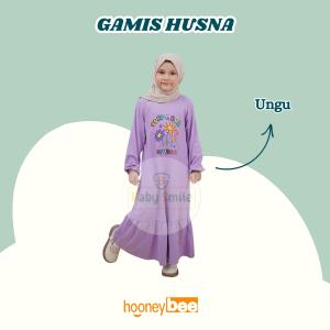 Hooneybee Husna - Gamis Anak Perempuan  Size 2-10 Tahun Baju Muslim Cewek