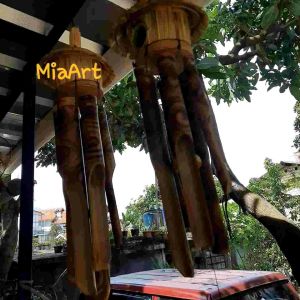 Bell Angin (RB) Bel Bambu Bali Ukuran Sedang Panjang 35 cm Model Rumah Burung Realpict 6 Bambu Gantung