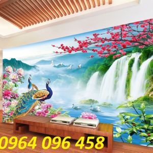 Gạch tranh 3d chim công - tranh gạch 3d chim công - 633CVV
