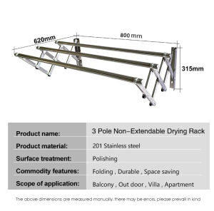 Sampayan Ng Damit Heavy Duty Stainless Steel Adjustable Laundry Wall Mounted With Waveline 3/4 Poles Bracket Clothes Line Folding Drying Racks Bracket Retractable Hanging Rack