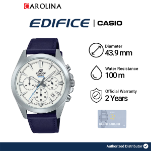 Jam Tangan Pria Casio Edifice Chronograph EFV-630L-7A White Dial Blue Leather Strap
