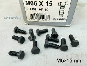 สกรูน็อตมิลดำเบอร์ 10 ขนาด M6x15mm (ราคาต่อแพ็คจำนวน 100 ตัว) ขนาด M6x15mm P1.00 เกลียว 1.0mm AFประแจเบอร์ 10 แข็งได้มาตรฐาน