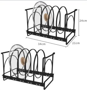 ❣️SPACEIDEAS❣️ Adjustable & can be placed horizontally or vertically Pots Lids Storage Rack Pan Holder Lid Holder Pan Stand Lid Stand/Cabinet Organizer Rack/Under Sink Organizer Rack Kitchen Dividers Holder for Baking Plate/Baking Tray/Muffin Tin