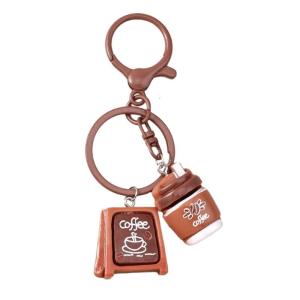พวงกุญแจแฟชั่นเค้กกาแฟขนาดเล็กเรซิ่นโลหะผสมเสน่ห์แขวนขนาดกะทัดรัดออกแบบสำหรับของขวัญชุดของใช้ประจำวันสำหรับไปเที่ยวหรือคิด
