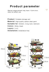 New 3/4/5 Layer Foldable Stretch Storage Rack with Wheel Movable Kitchen Rack for Living Room Bedroom Kitchen Home Space Saving Organizer