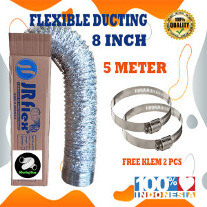 JRFlex Flexible Ducting Metalizing / Saluran Udara 8 Inch (5 Meter) Free Klem 2 Pcs