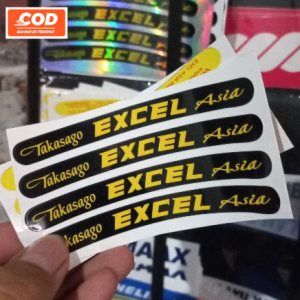 STICKER STIKER VELG TAKASAGO EXCEL ASIA PRINT HITAM HIJAU STABILO BERKUALITAS ORI