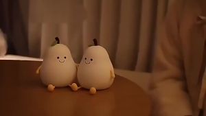 LED Soft Silicone Night Light Pear Shaped Rechargeable Eyecaring Touch Cute Bedside Night Light