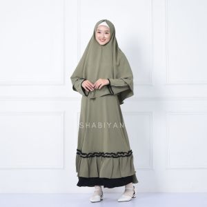 Shabiyan.id 341 Gamis Remaja Set Khimar Crinkle Air FLow
