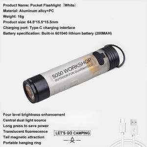 Pocket Mini Flashlight Strong Light Long Endurance Key Clip Portable Cap Clip Magnetic Hook Rechargeable Led Light Outdoor Key Clip Cap Ambient Led Long Endurance Disaster Emergency 5050 Small Light