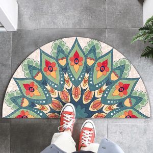 () Boho style entrance floor mat Crystal velvet car Raya decor car round semi circle floor mat home entramat home decor door mat big sizes Half round rug ins style kit