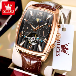 [Three-year Warranty]OLEVS Automatic Mechanical Watch For Mens Water proof Luminous Calendar Week Multifunction Leather Strap