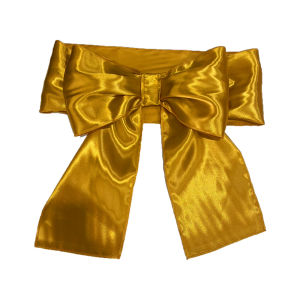 ผ้าคลุมเก้าอี้ พร้อมโบว์ต่วนสีทอง ผ้าสวมเก้าอี้ ผ้าคลุมเก้าอี้พลาสติก (รุ่นปกติจีบข้าง) ใช้สำหรับ งานพิธี งานแต่ง งานโรงเรียน งานประเมิน (รับผลิตตามจำนวนที่ต้องการ สนใจทักแชทได้ค่ะ)