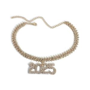 Fashionable Gold Plated Cuban Chain Necklace Featuring 2025 Pendant Portable Accessory for Hip Hop Lovers Casual Wear