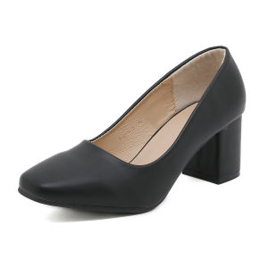 Summer fashion square toe leather 2 inch high heels womens shoes