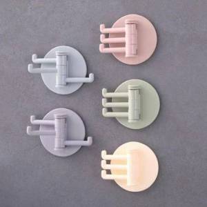 Alex Mall COD Assorted Color Plastic Towel Hook 3-Split Rotating Holder Bathroom Door Back Hanger